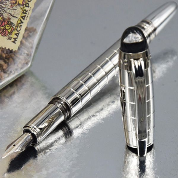 

Luxury Silver checks mb-sw Germany Brand pen 4810 14k nib Fountain Pen with series number crystal top