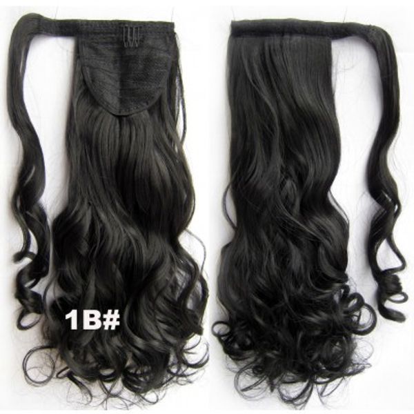 

black brown curly clip in pony tail human remy hair extensions virgin brazilian ponytail hair hairpiece 120g 10"-20"