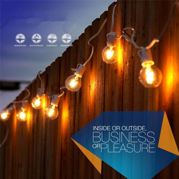 Whole G40 12 Led Light Bulbs String 26ft Warm White Cafe Style Lighs Garden Lights Summer Balcony Bedroom