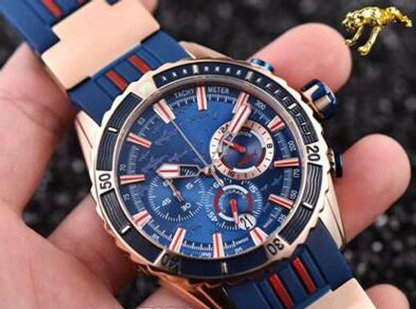 

Горячий продавать UN Marine Diver 43mm Кварцевый хронограф Розовое золото Case 42mm Rubber Mens Watch