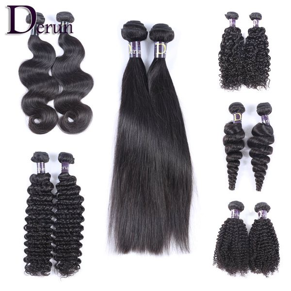 

brazilian peruvian indian malaysian hair wefts 2pcs/lot unprocessed virgin human hair straight body wave deep wave kinky curly loose wave, Black