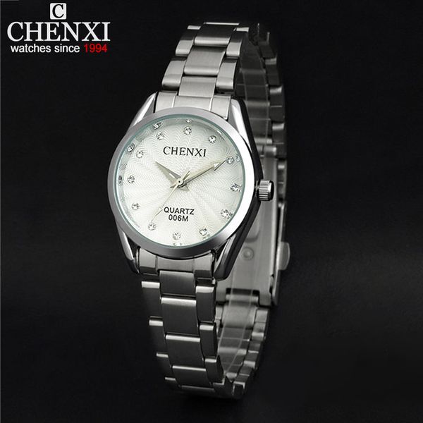 

lady quartz ladies wristwatch round pink rhinestone dial brand luxury waterproof full stainless steel watch women dress watches, Slivery;brown
