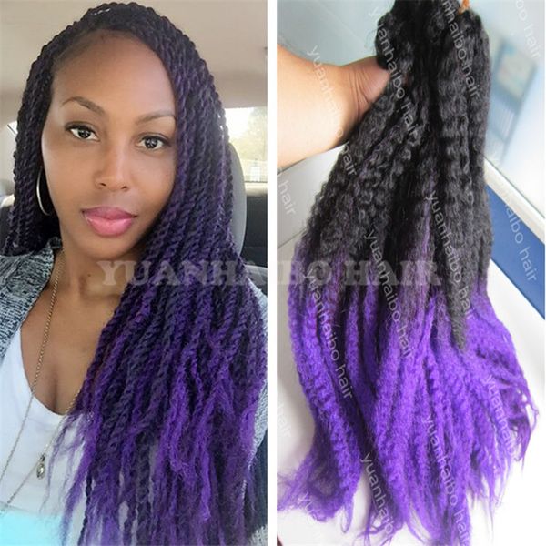 2020 Hot Selling 20inch Fold Black Purple Ombre Marley Hair Two