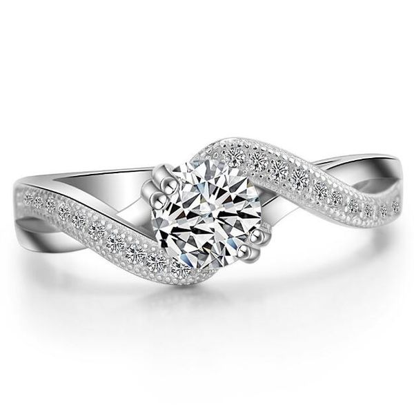

zhf jewelry 0.6 ct princess cut fancy created diamond solid 925 sterling silver wedding engagement ring jewelry, Golden;silver