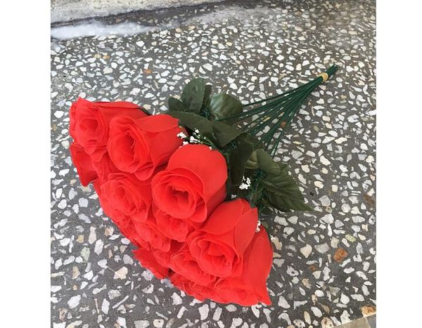 Fiore artificiale in tessuto fiore di seta rosa regalo di San Valentino decorazione di nozze a casa