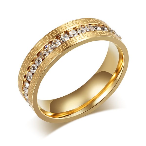 

meaeguet single row cz ring micro pave jewelry simple plated gold wall pattern men male ring 316l stainless steel rings r-095g, Golden;silver