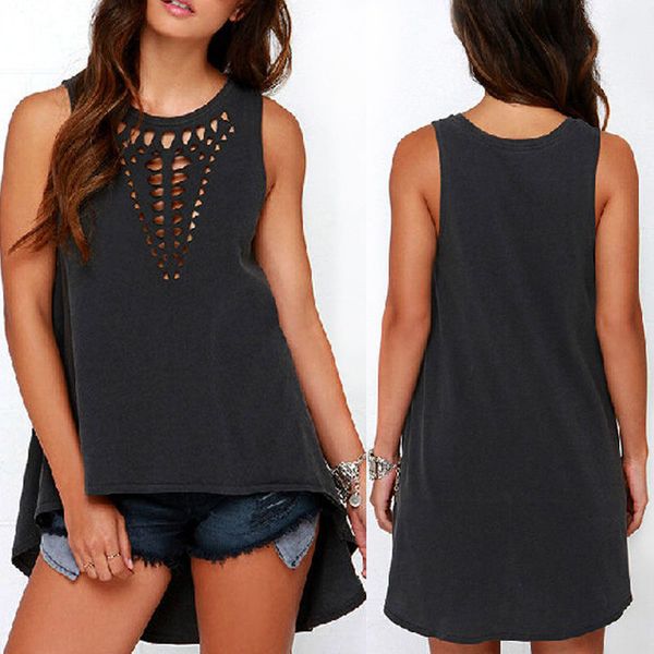 

Hot New 2016 Women Retro Black Hollow Out Tank Tops Sexy Vest Sleeveless blusa Casual Loose Shirt Blouse Crochet Tops Cheap Z2