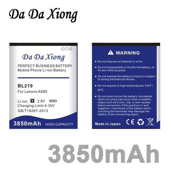 

Da Da Xiong 3850mAh BL219 BL-219 Battery for Lenovo A880 S856 A889 A890e S810t A850+ A916