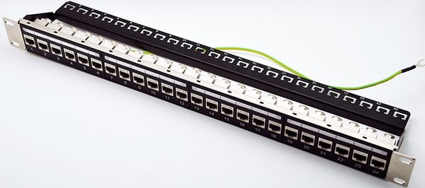 Freeshipping 24-Port Cat6 geschirmtes modulares Patchpanel inkl. 24 Stück geschirmte, werkzeuglose Cat6-Keystone-Buchsen, 19-Zoll-1U-Rackmontage