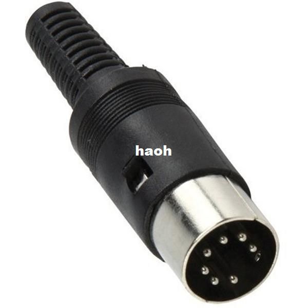 50 Teile/los Freeshipping DIN 7 Pin Stecker Solder Stecker mit Kunststoff Griff 13mm Adapter