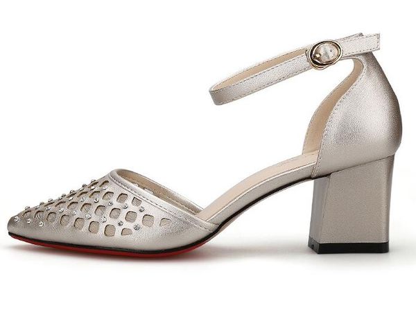 

ladies summer casual sandals women chunky heel side hollow out shoes girls students fashion beach shoes pointed toes pumps ing, Black