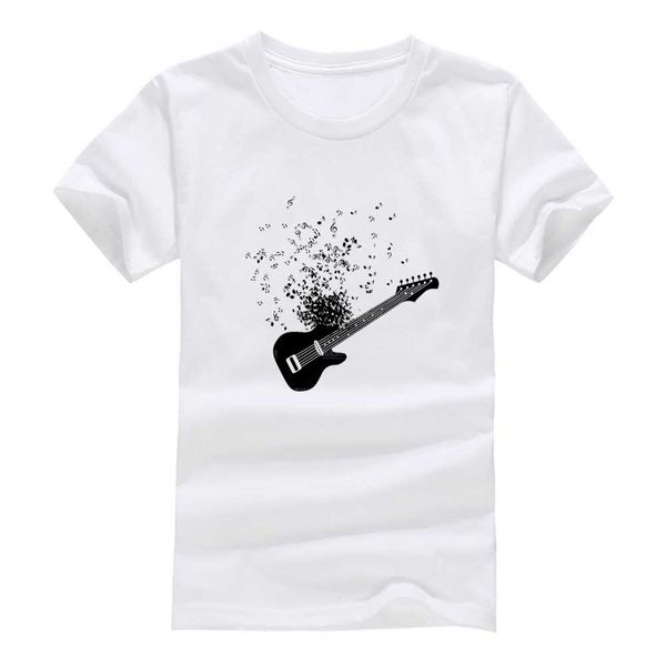 

guitar music 2020 new clothes fashion man casual t-shirt cotton o neck short sleeve loose personalized unique male tees wholesale, White;black