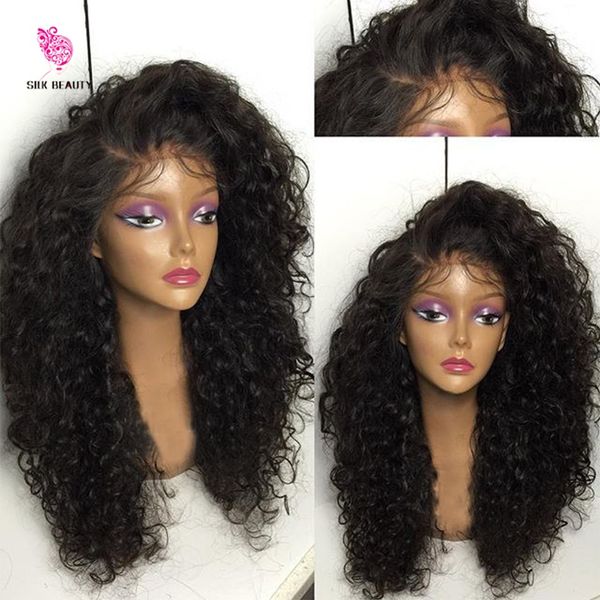 

thick soft virgin hair wig 180 density glueless full lace wig brazilian full lace human hair wigs with baby hair for black woman, Black;brown