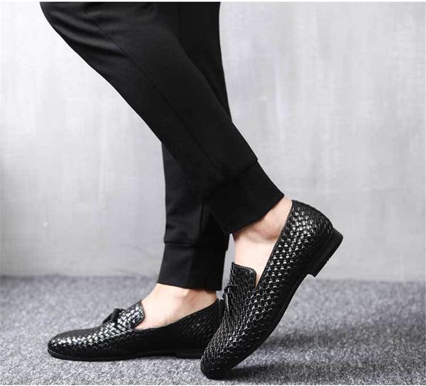 

knitting to help the british style casual men's shoes youth trend sets of foot big size men's shoes, Black
