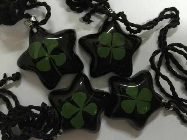 

yqtdmy 12 pcs vintage pendant handmade star style four leaf clover gift, Silver