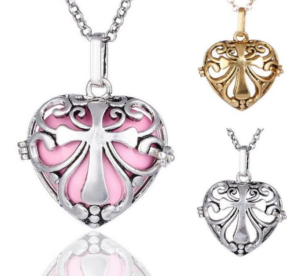

fashion vocheng caller harmony hollow cross pendant jewelry angel ball necklaces pregnant necklaces with stainless steel chain, Silver
