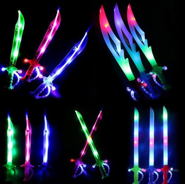 Motion LED all'ingrosso Activated Sound Lampeggiante pirata Buccaneer Sword Kids Light Sabre Toy Glow Stick Party Bomboniere