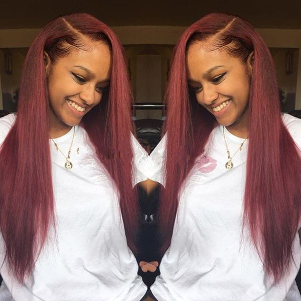 Side Part 99j Burgundy Glueless Full Lace Wig Front Lace Wig