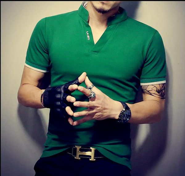 

shirt shirt men's v neck 2017 fit summer mens solid tees sleeve t sale men summer slim collar print t fashion short laiso ubvfb, Black