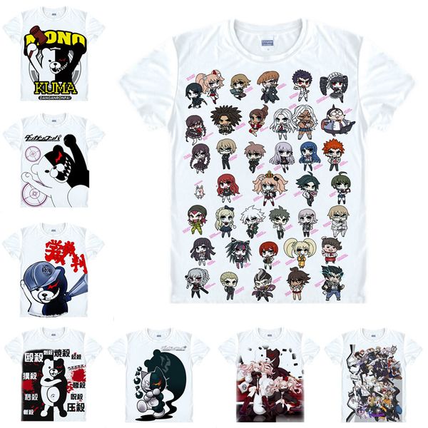 

japanese anime shirt danganronpa 2 t-shirts multi-style short sleeve monokuma makoto naegi cosplay costume kawaii gift, White;black