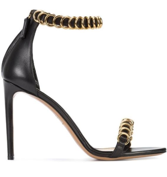2017 moda donna sandali gladiatore sexy punta aperta anelli d'oro tacchi alti scarpe da festa sandali con cinturino alla caviglia scarpe celebrità
