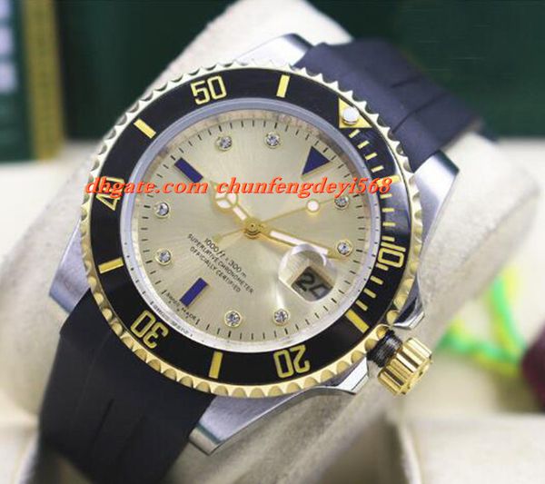 

fashion luxury black bezel ceramic rubber bracelet diamond watch mens 40mm automatic movement men watches quality, Slivery;brown