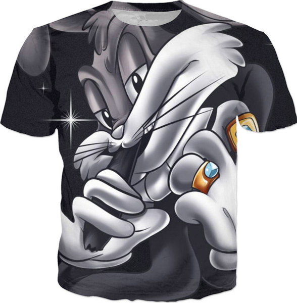 

2017 fashion summer men/women cartoon bugs bunny harajuku style funny 3d print casual t-shirt s-5xl h125, White;black
