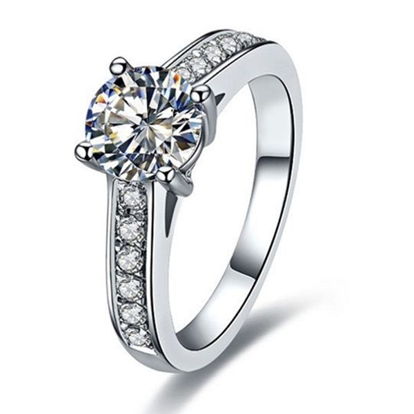 

1ct sterling silver jewelry c brand custom copy quality ring for women nscd diamond ring engagement gift semi mount 18k white gold plated, Slivery;golden