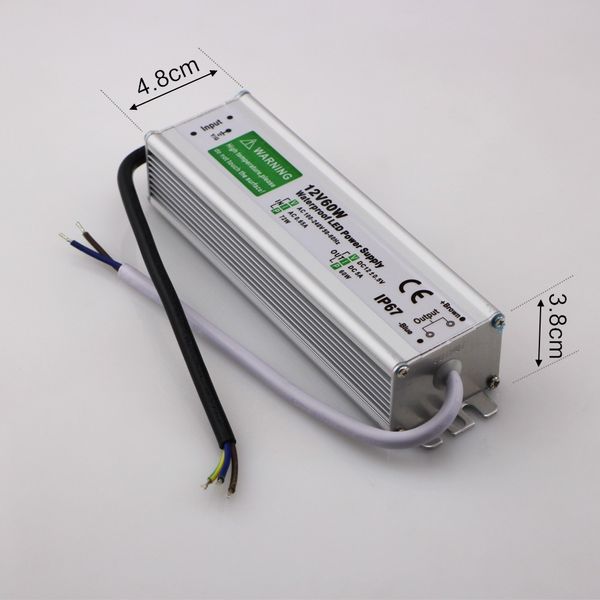 O envio gratuito de Alta Qualidade de Preços Por Atacado 12 V24 V 60 W LED Driver de Alimentação À Prova D 'Água Ao Ar Livre IP67 levou tira Converter