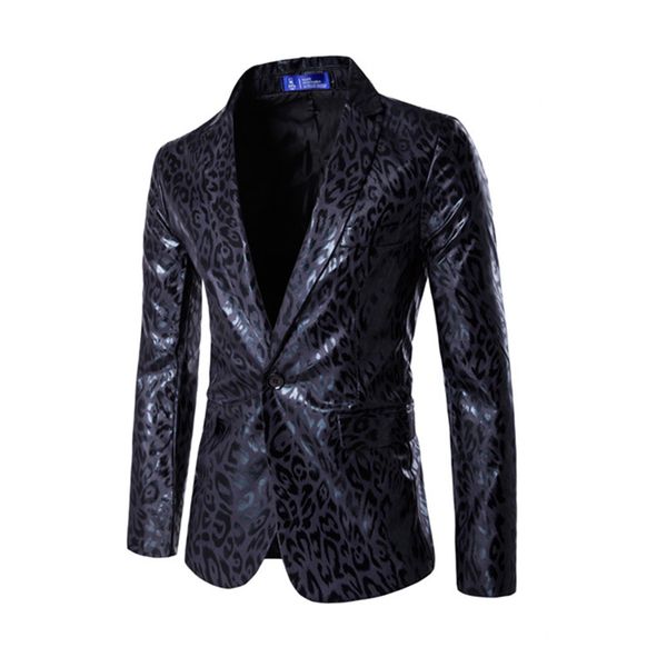 

wholesale- new dress blazer men wedding dress suit coat mens slim dress blazer leopard printed suit jacket stage costumes casual jacket, White;black