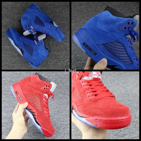 

2017 Cheap 5 V Raging Bull Red Royal Suede Blue Mens Basketball Shoes Sports Sneakers Trainers Men 5s Basket Ball Shoe Size 8-13