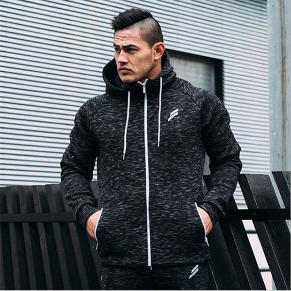 

wholesale- nutaka bodybuilding hoodies gyms clothing workout slim fit sweatshirts 2017 men hooded tracksuit sportswear cotton hoodies men, Black