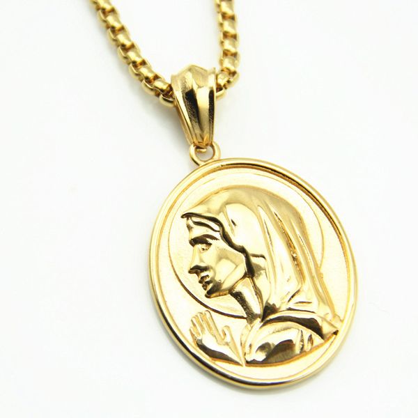 

new virgin mary fashion necklaces for women men jewelry gold plated mother of god cross necklaces pendants, Silver