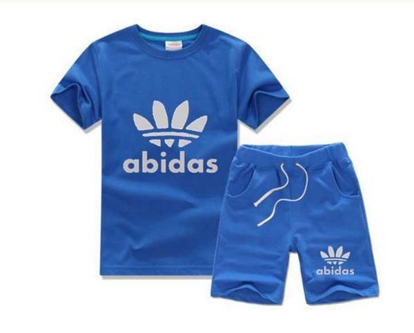 

2018 summer brand kids clothes set boys sport suit children short-sleeve t-shirt+shorts pant girls clothing jogging tracksuit, White