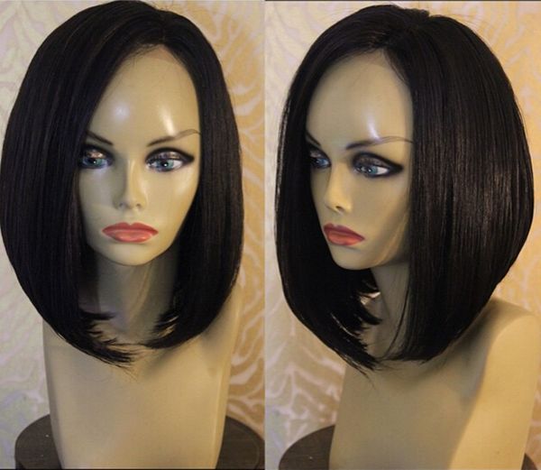 

light yaki bob wig natural look virgin brazilian full lace human hair wigs with baby hair glueless front lace wig 8a, Black;brown