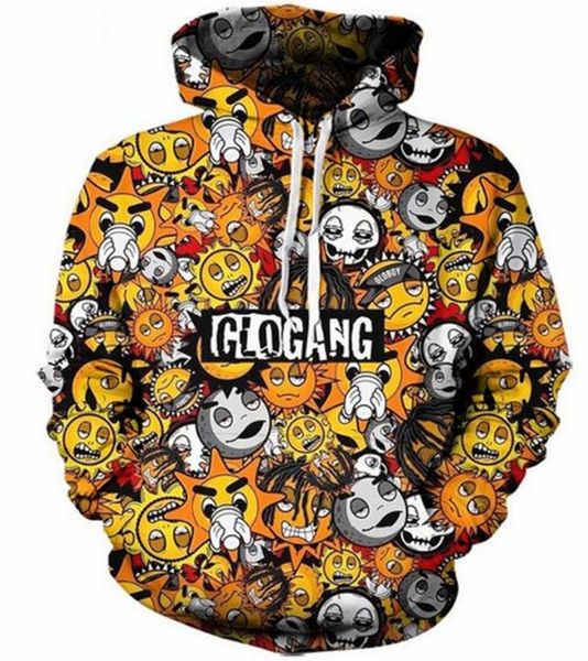 

новейшие моды для женщин / мужчин классический милый мультфильм гло банды harauku стиль смешные 3d печатных crewneck толстовки w08, Black