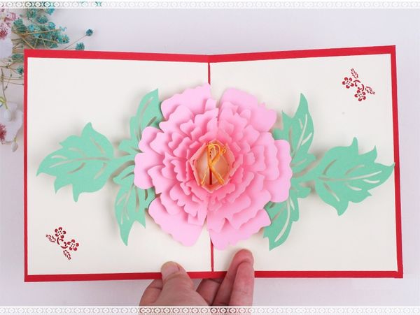 

Подарочная карта поздравительных открыток Peony Pop Up Cards для поздравления, особого д