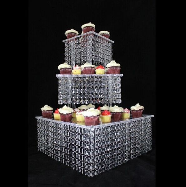 3 Tier Crystal Cake Stand Square Acrylic Cupcake Stand Christmas