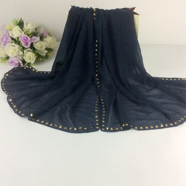 

wholesale- gold stud hijab plain cotton scarf shawls muslim long hijabs scarves/scarf women scarfs fashionable, Blue;gray