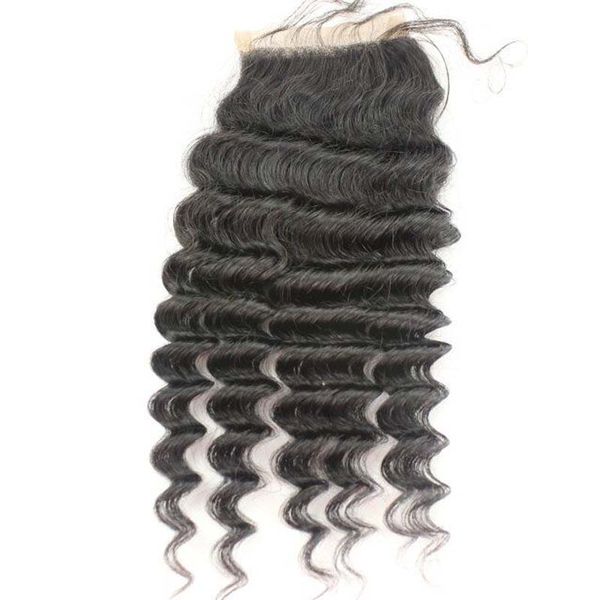 

brazilian hair lace closures silk base closure 4x4inch deep curly silk lace closure with baby hair, Black;brown