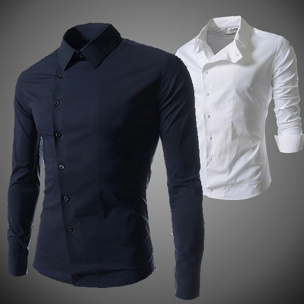

мужчины повседневная рубашки мода новый мужской бизнес рубашка slim fit осень весна с длинными рукавами квадратный воротник топы мужские кно, White;black