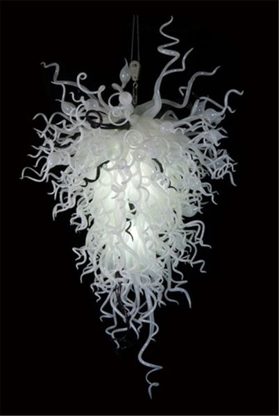 

italy designed handmade blown murano glass led chandelier modern art decor white glass hanging chain chandelier for l villa decor