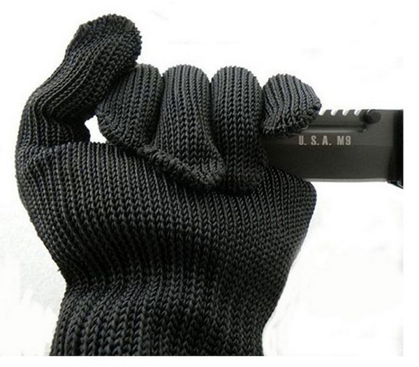 

1 pair safety cut proof protect glove 46% stainless steel mesh camp gloves for outdoor sports camping climbing for hiking, Black