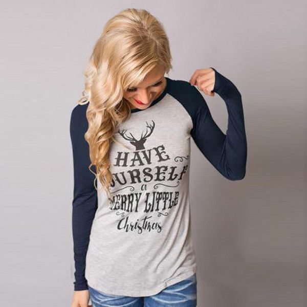 

t-shirt deer shirt christmas t claus size christma elk long sleeve 6 santa women shirts xmas casual blouse styles letters plus wom keri, Black