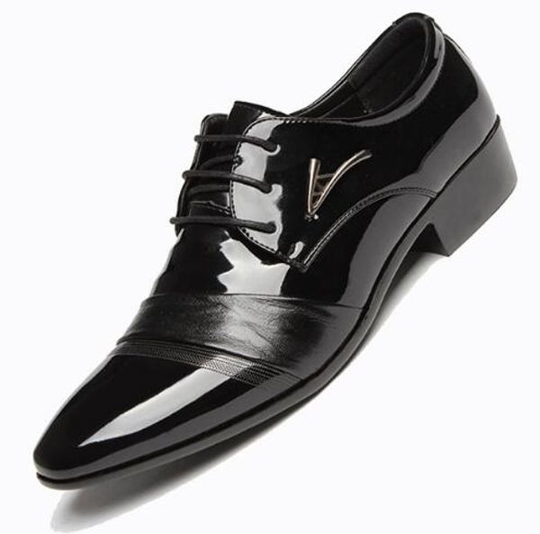

fashion men's pointed men's dress shoes spring autumn business england men wedding shoes, Black