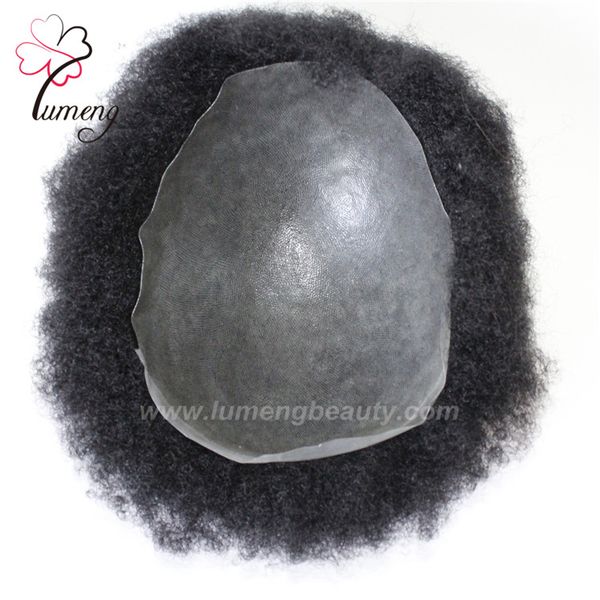 

Lumeng replacement wig virgin human hair afro curl men toupee kin pu replacement