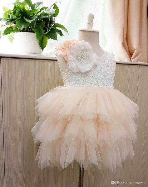 

Girl party dre children tereo flower lace tulle tutu dre e girl back v neck tulle cake dre kid knee length wedding dre a9044