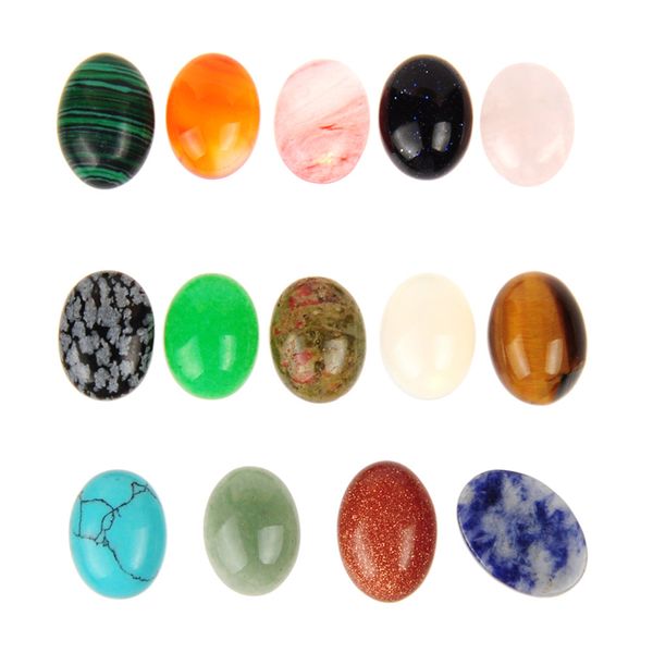 O Envio gratuito de 10 pçs / lote 12 * 16mm Mista de Pedra Natural Oval CAB Cabochão Flatback Teardrop Atacado Opala Gem / Rose Quartzo / Olho de Tigre Contas De Pedra