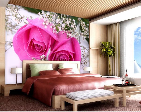 Photo Wallpaper For Walls Fashion 3d Home Decor Beautiful Pink Rose Full Moon Living Room Background Wall Desktop Background Wallpapers Desktop