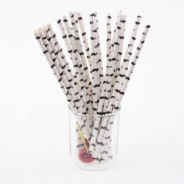 

wholesale- 25pcs/lot mustache bamboo paper straws for birthday wedding party christmas decoration decorative anchor paper drinking straws